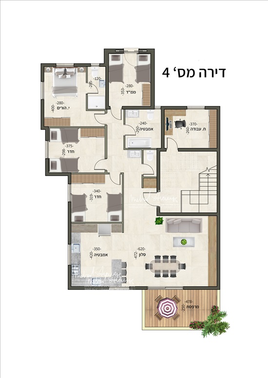 תמונה 2 ,דירת גג 6 חדרים למכירה ברכסים, הרימונים, גבעה א'