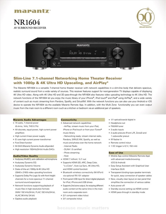 תמונה 2 ,marantz nr1604 למכירה בגבעתיים סטריאו ונגנים  רסיבר