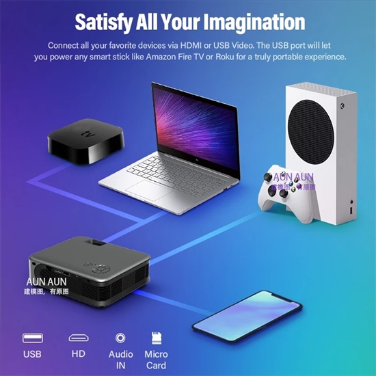 תמונה 1 ,מקרן LED Multimedia 4K+שלט למכירה בנתניה מוצרי חשמל  מקרן
