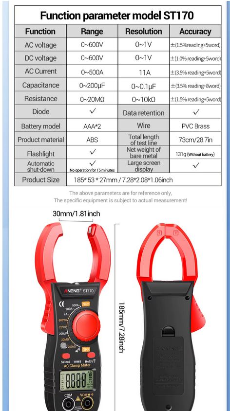 תמונה 5 ,ANENG ST170 Multimeter Digital למכירה בפתח תקווה כלי עבודה  אחר