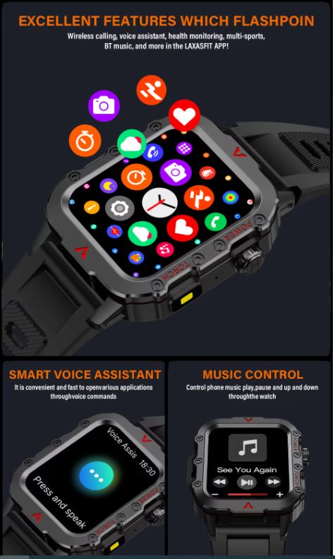 תמונה 8 ,LAXASFIT Men Sports SmartWatch למכירה בפתח תקווה תכשיטים  שעונים