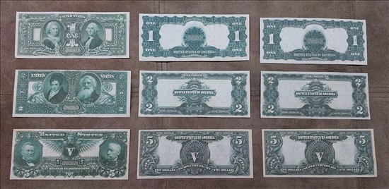 תמונה 2 ,רפליקות שטרות ארה"ב 1896-1898 למכירה באשדוד אספנות  מטבעות ושטרות