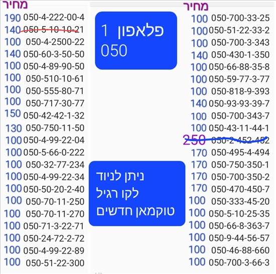 תמונה 2 ,מספרי זהב  למכירה בתל אביב סלולרי  מספרי זהב