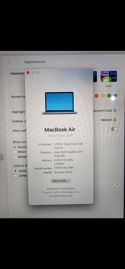 תמונה 3 ,Macbook air 2019  למכירה בשיח' דנון מוצרי Apple  מחשבים וציוד נלווה
