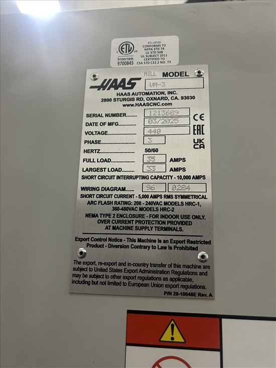 תמונה 4 ,כרסומת CNC HAAS VM3 שנת 2025  למכירה באשדוד ציוד לתעשייה  מכונות