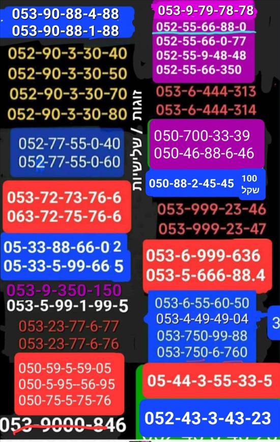 תמונה 9 ,מספרי זהב.   מבחר ענק נוסף למכירה בתל אביב סלולרי  מספרי זהב