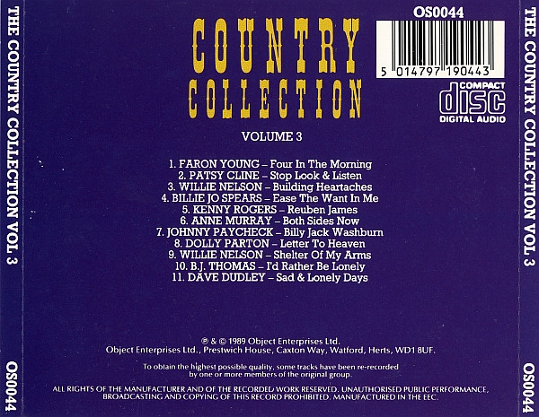תמונה 2 ,Country Collection Vol 3  למכירה ברמת השרון מוסיקה וסרטים  cd