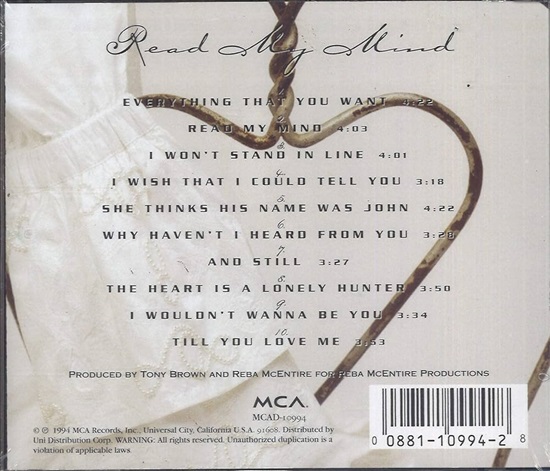 תמונה 2 ,Reba Read My Mind למכירה ברמת השרון מוסיקה וסרטים  cd
