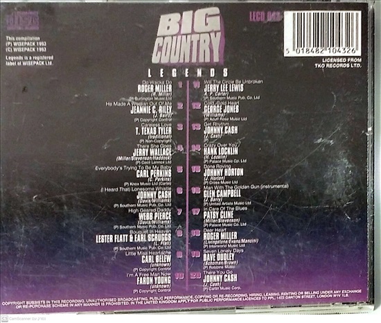 תמונה 2 ,Big Country Legends למכירה ברמת השרון מוסיקה וסרטים  cd