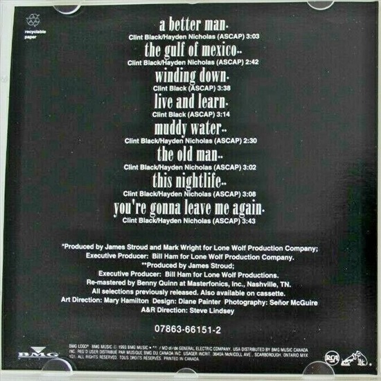 תמונה 2 ,Clint Black A Better Man למכירה ברמת השרון מוסיקה וסרטים  cd
