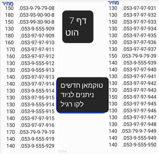תמונה 11 ,מספרי זהב  למכירה בתל אביב סלולרי  מספרי זהב
