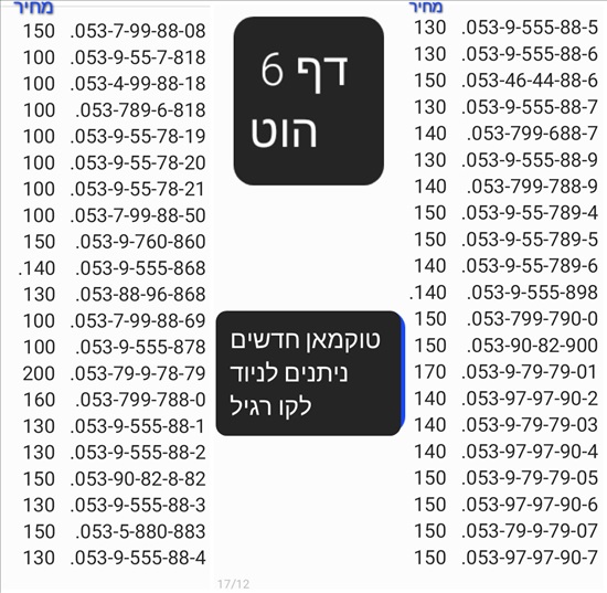 תמונה 10 ,מספרי זהב  למכירה בתל אביב סלולרי  מספרי זהב