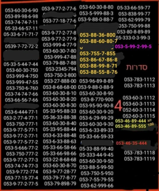 תמונה 4 ,מספרי זהב  למכירה בתל אביב סלולרי  מספרי זהב