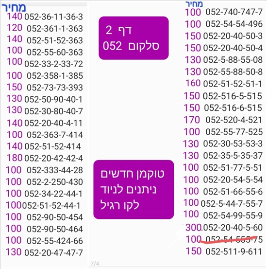 תמונה 6 ,מספרי זהב  למכירה בתל אביב סלולרי  מספרי זהב