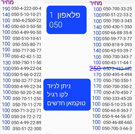 תמונה 7 ,מספרי זהב  למכירה בתל אביב סלולרי  מספרי זהב