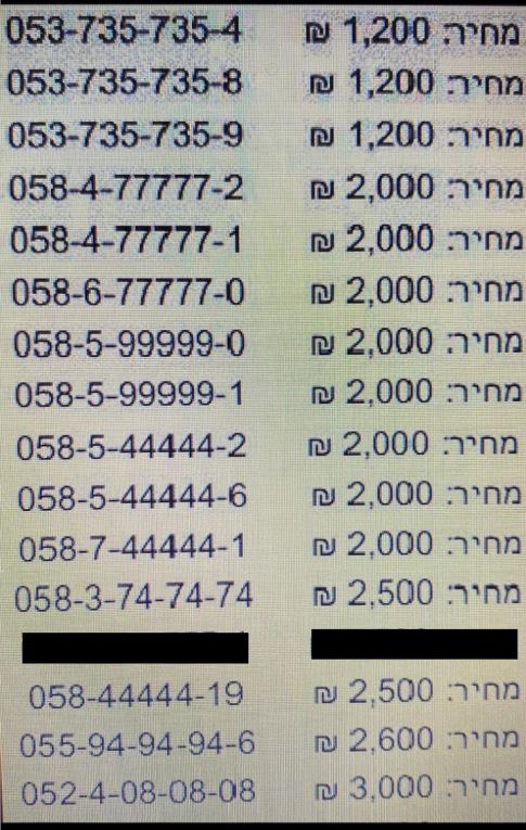 תמונה 2 ,מספרי זהב למכירה בתל אביב סלולרי  מספרי זהב