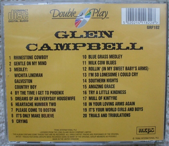 תמונה 2 ,Glen Campbell Greatest Hits Li למכירה ברמת השרון אספנות  תקליטים ודיסקים