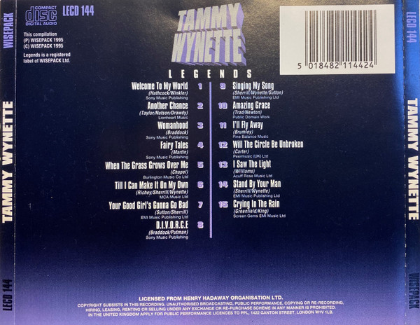 תמונה 2 ,Tammy Wynette Legends למכירה ברמת השרון אספנות  תקליטים ודיסקים