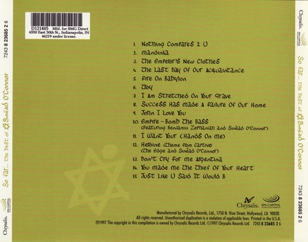 תמונה 2 ,Sinead O'Connor So Far The Bes למכירה ברמת השרון אספנות  תקליטים ודיסקים
