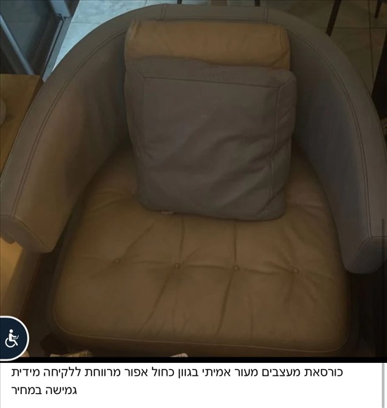 תמונה 1 ,כורסת מעצבים מעור אמיתי למכירה במוצא עילית ריהוט  כורסאות
