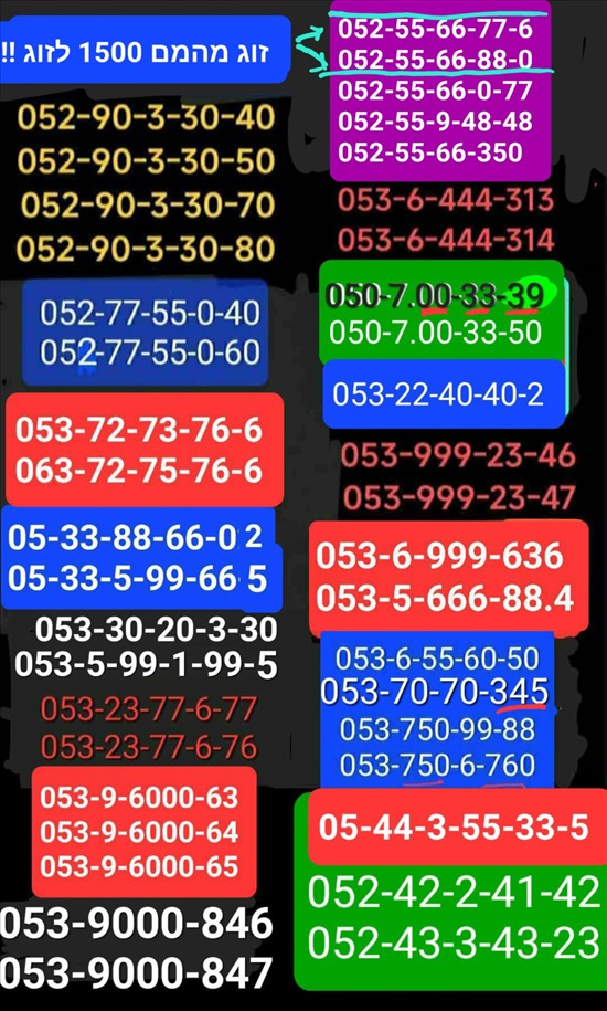 תמונה 5 ,מספרי זהב למכירה בתל אביב סלולרי  מספרי זהב