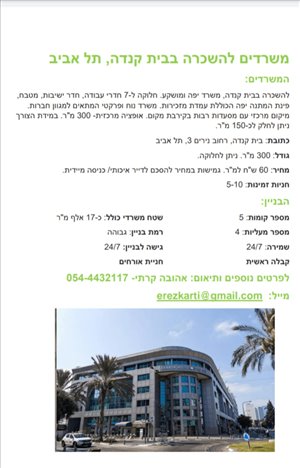משרדים השכרה בתל אביב יפו נירים 