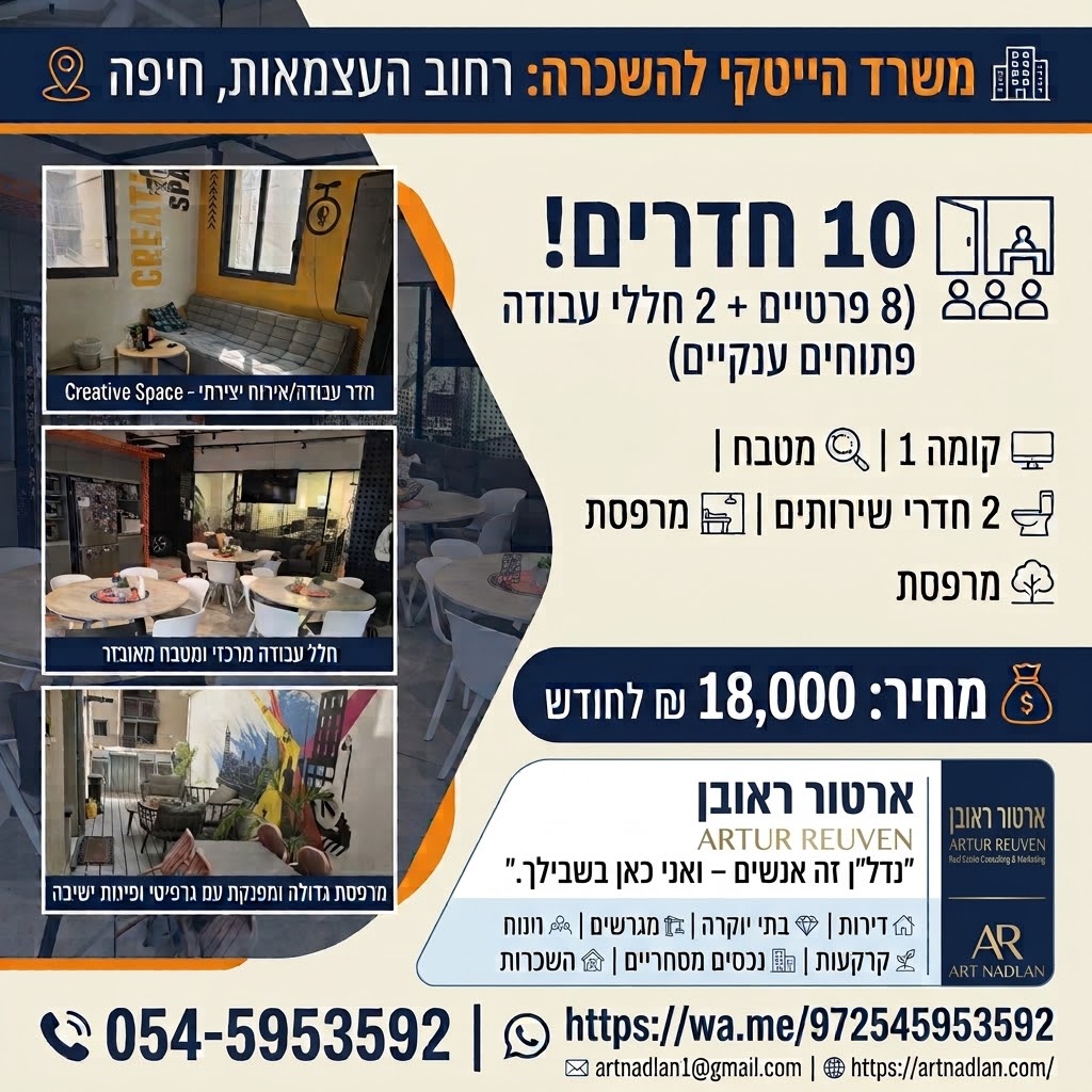 תמונה 1, משרדים להשכרה, דרך העצמאות עיר תחתית חיפה