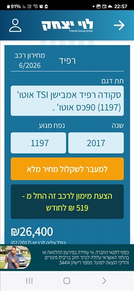 סקודה ראפיד 2017 יד  3 