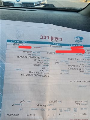 סוזוקי SX4 2010 יד2 