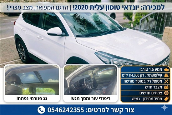 תמונה 1 ,יונדאי טוסון יד 2 2020 114000 ק"מ