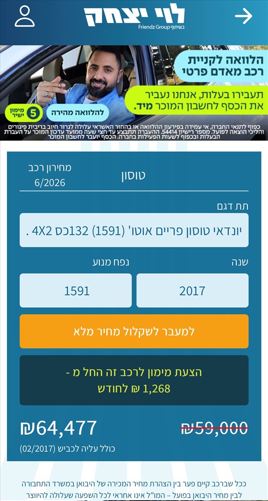 תמונה 2 ,יונדאי טוסון יד 1 2017 85000 ק"מ