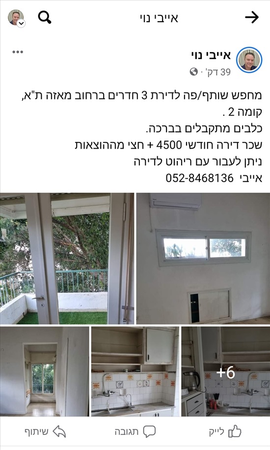 תמונה 1 ,דירה 3 חדרים להשכרה בתל אביב יפו מאזה קירית ספר