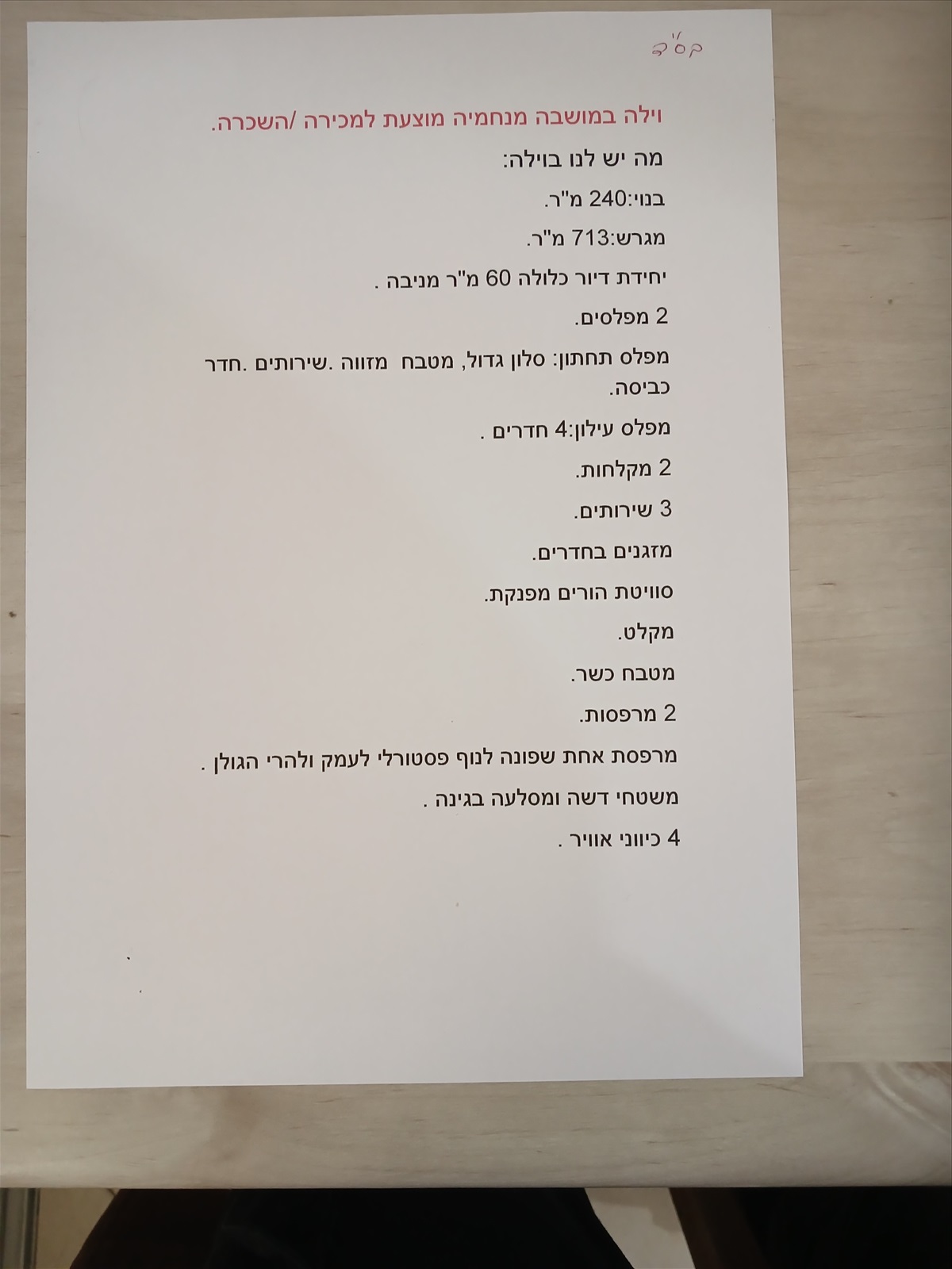 תמונה 2, וילה 5 חדרים להשכרה במנחמיה, הסנונית, בנה בתך