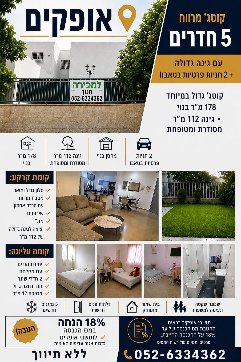 תמונה 1, קוטג 5 חדרים למכירה באופקים, שאול המלך 153 , שפירא