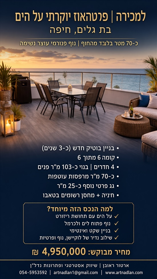 תמונה 10 ,פנטהאוז 4 חדרים,  בת גלים חיפה