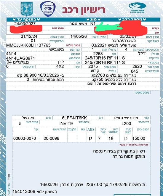 תמונה 4 ,מיצובישי טרייטון / L200 2X4
 יד 2 2021 91500 ק"מ