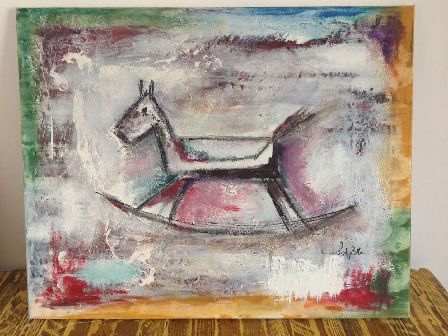 ציור שמן סוס נדנדה