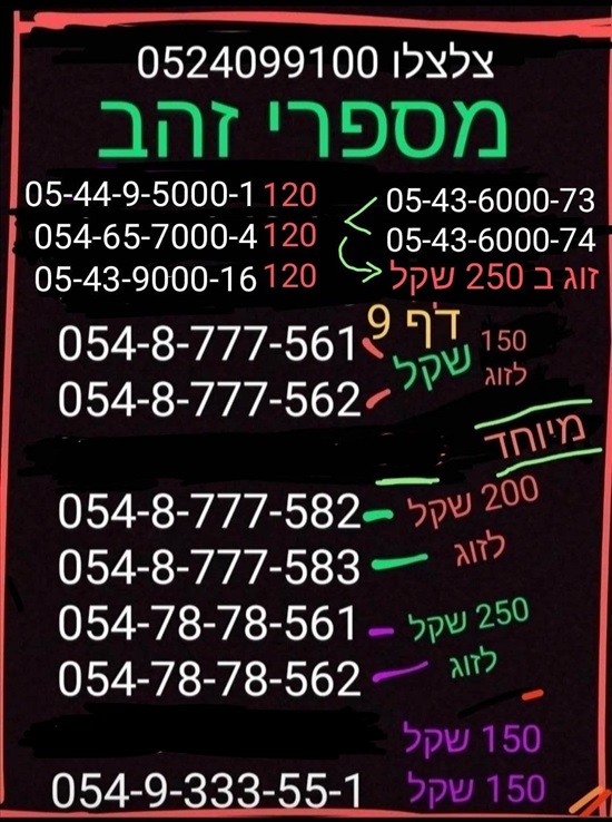 תמונה 8 ,מספרי זהב למכירה בתל אביב סלולרי  מספרי זהב