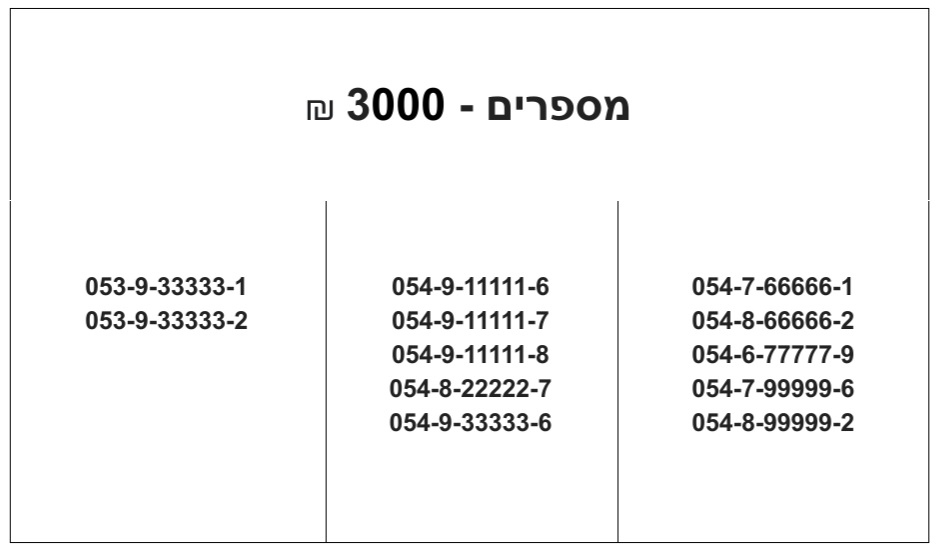 תמונה 1, מספרי זהב חדשים לא היו בשימוש  למכירה בחולון | סלולרי  מספרי זהב