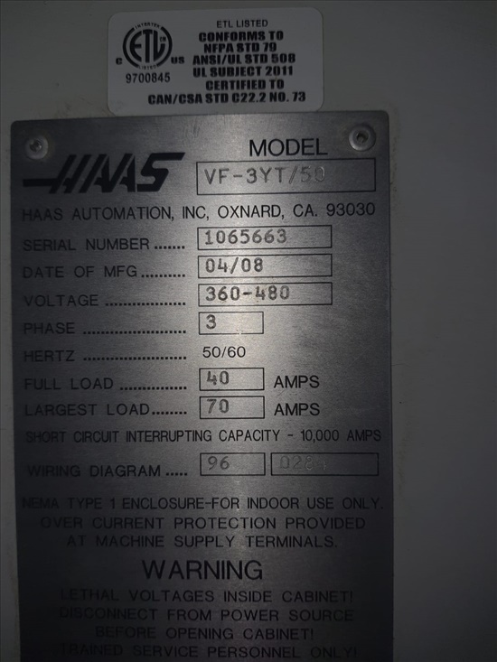 תמונה 3 ,כרסומת HAAS VF3 BYT50 למכירה בלוד ציוד לתעשייה  מכונות