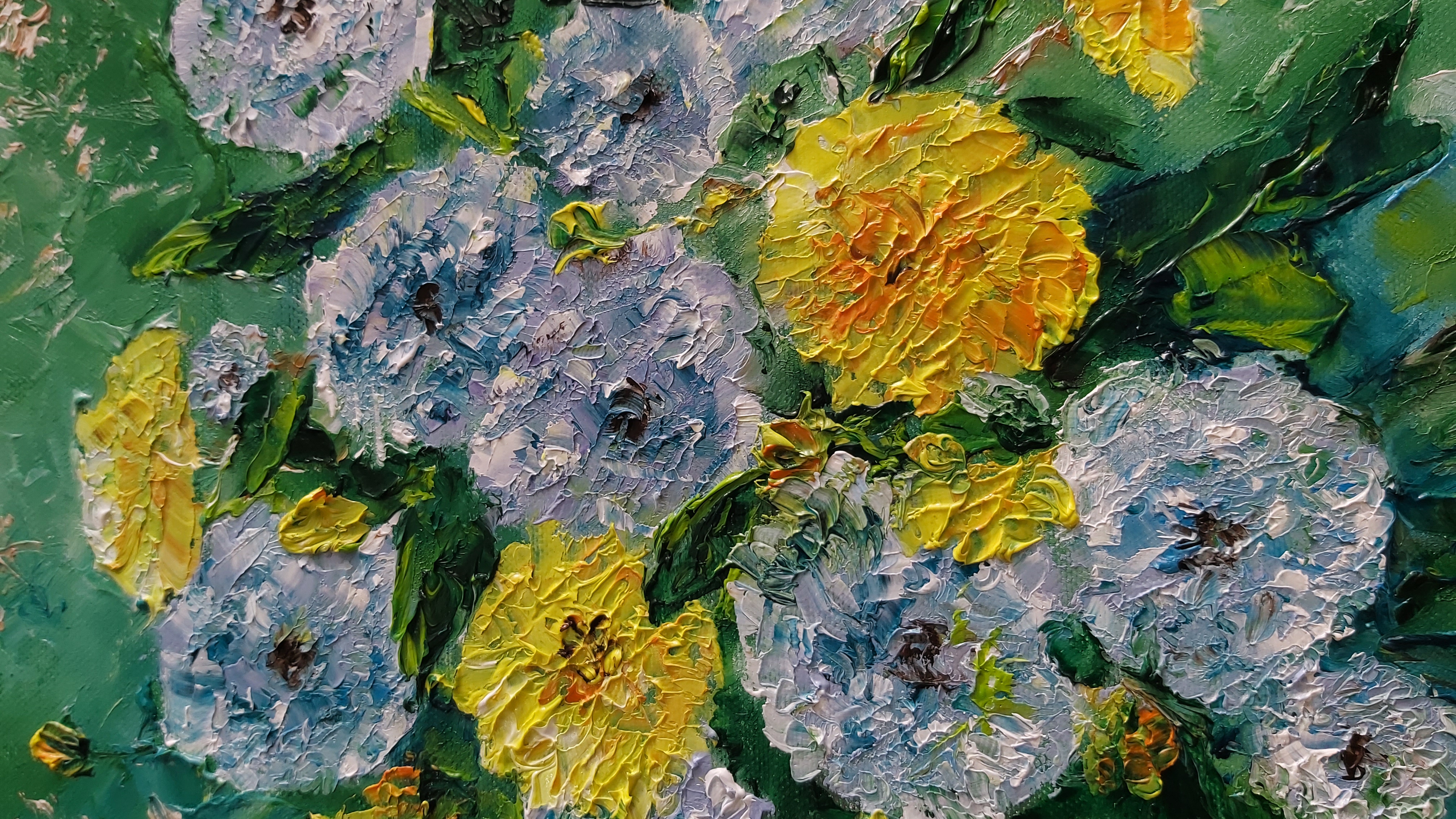 תמונה 5 ,ציור פרחים באגרטל.שמן על קנבס למכירה בנתניה אומנות  ציור