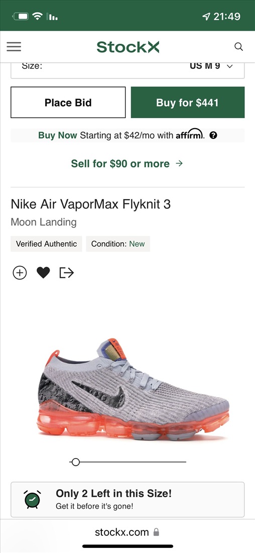 תמונה 2 ,Nike air VaporMax Flykint 3  למכירה בהרצליה ביגוד ואביזרים  נעליים