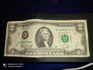 שטר של 2 דולר משנת 1976 חותמת  