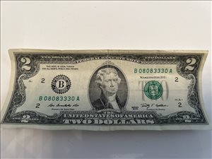 שטר 2 דולר שנת 2009 חותמת ירוק 