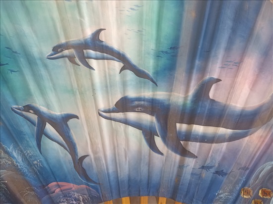 תמונה 3 ,מניפה ענקית עבודת יד דולפינים למכירה בבית אריה אומנות  ציור