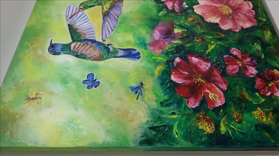 תמונה 2 ,ציור ציפורים.שמן על בד למכירה בנתניה אומנות  ציור