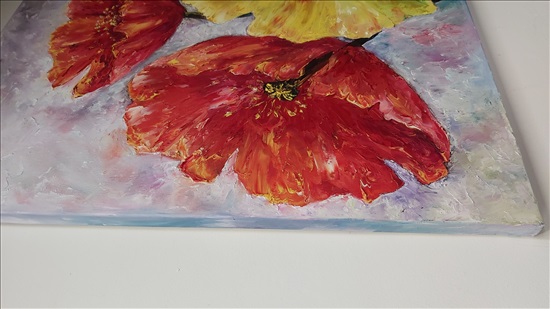 תמונה 5 ,ציור פרחי פרגים .שמן על קנבס למכירה בנתניה אומנות  ציור