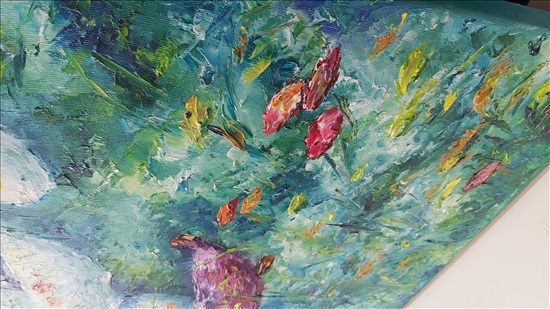 תמונה 4 ,ציור דגים.שמן על קנבס למכירה בנתניה אומנות  ציור