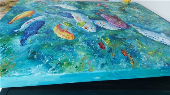 תמונה 6 ,ציור דגים.שמן על קנבס למכירה בנתניה אומנות  ציור