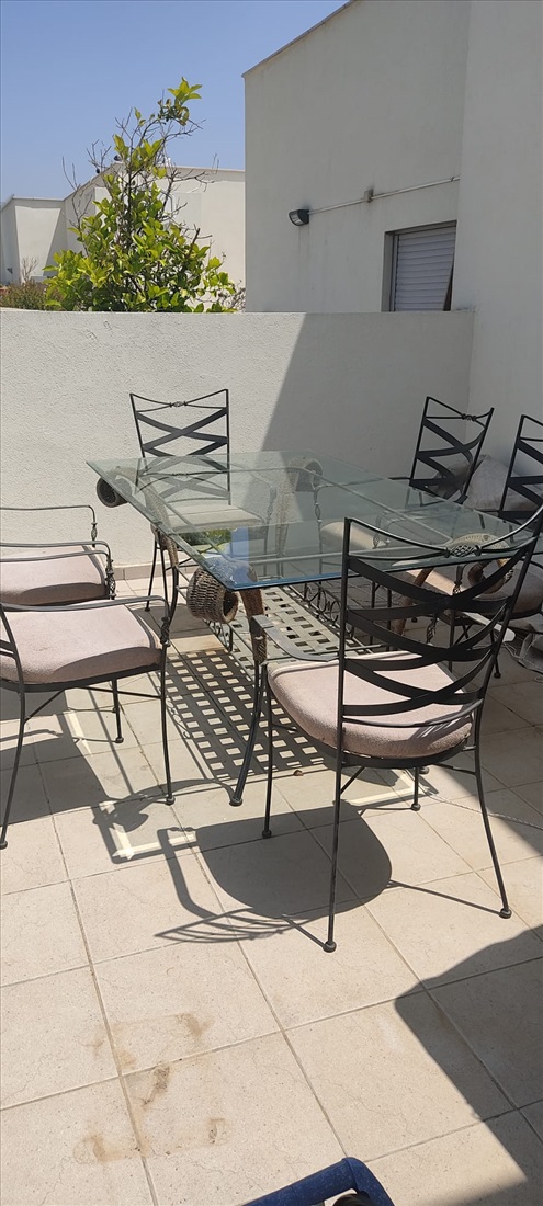 תמונה 1 ,שולחן + 6 כסאות מתכת וזכוכית למכירה בתל מונד ריהוט  ריהוט לגינה